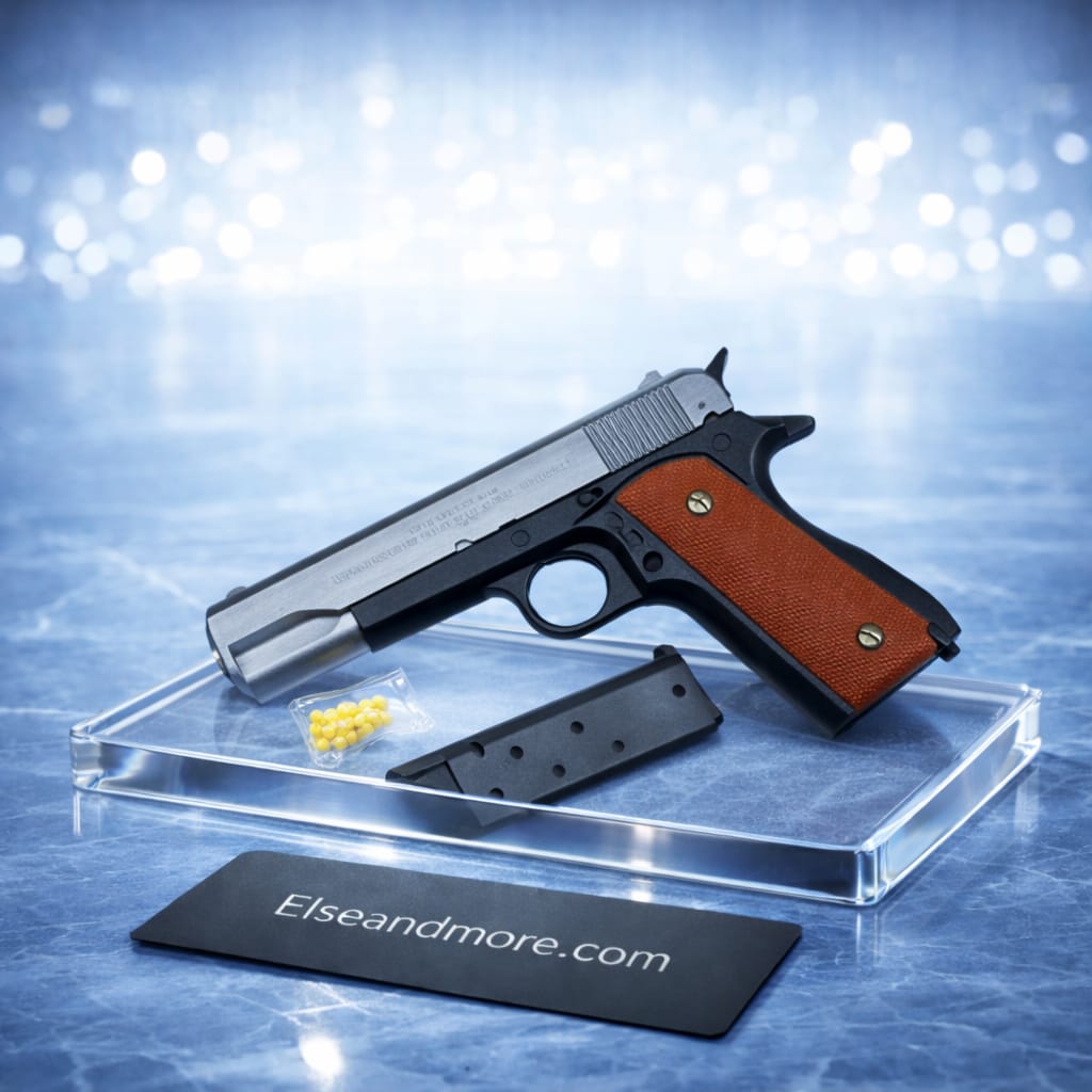 Heavy Metal Bullet Toy Gun | Real Look Pistol | Silver, Black