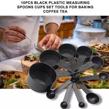 10pcs Black Measuring Spoons & Cups Set