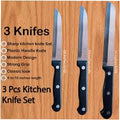 3 Pcs Kitchen Knife Set - Sharp Stainless Steel Knives