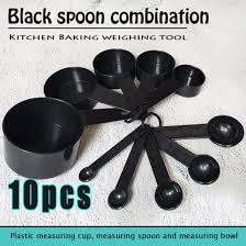 10pcs Black Measuring Spoons & Cups Set